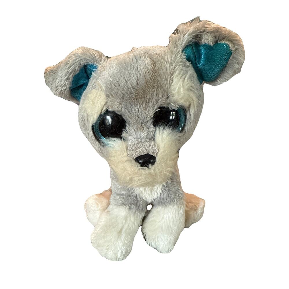 Ty Beanie Babies Boo WHISKERS Schnauzer Puppy Dog 7" Plush Blue Sparkle Eyes